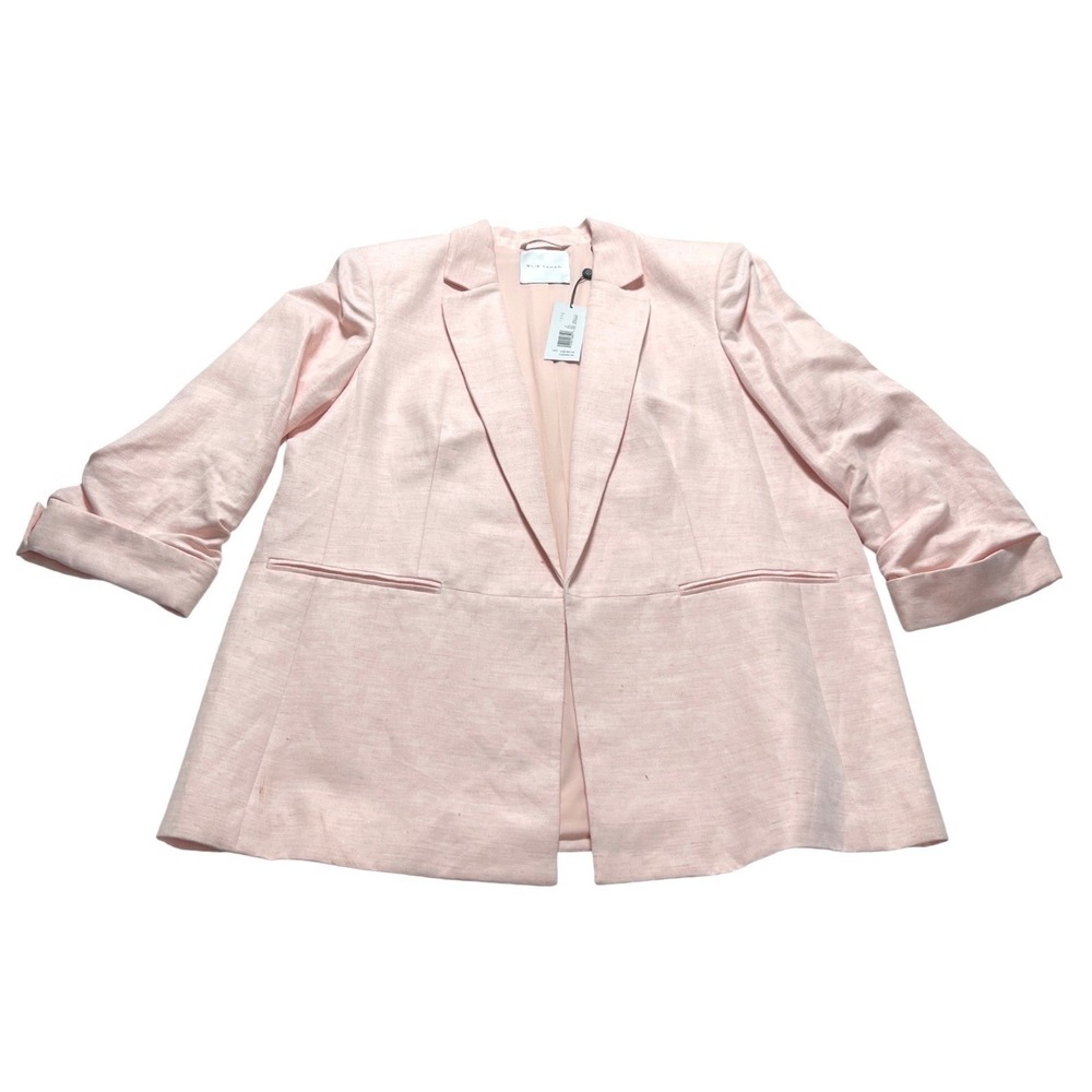 Elie Tahari Reese Pink Linen Blend Blazer Open Front Jacket NWT W SZ 16 ETR32106